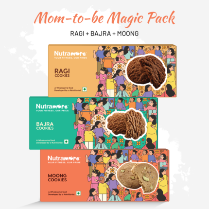 Healthy Multigain Cookies Combo for Moms: Ragi Cookies + Bajra Cookies + Moong Cookies