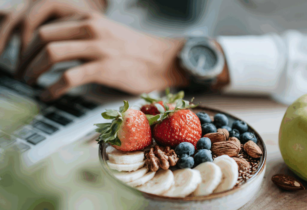 Healthy millet snacks and cookies being enjoyed by people in a bright, natural setting